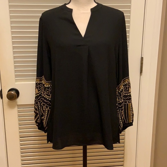 Chico's Tops - 3. Chico’s Black Blouse with Gold Beading on Sleeves
